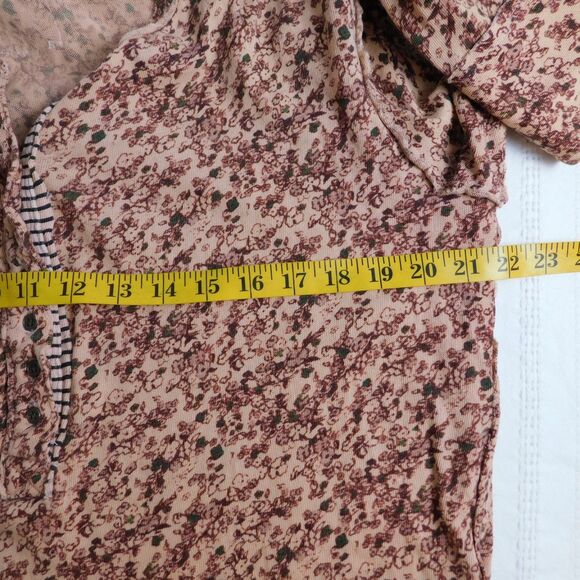 We The Free Thermal Henley Button Floral Boho Thermal Top Medium Buttons Tan NWT - Picture 15 of 16